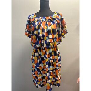 Abstract Print Dress Short Sleeve Colorful Mini Dress